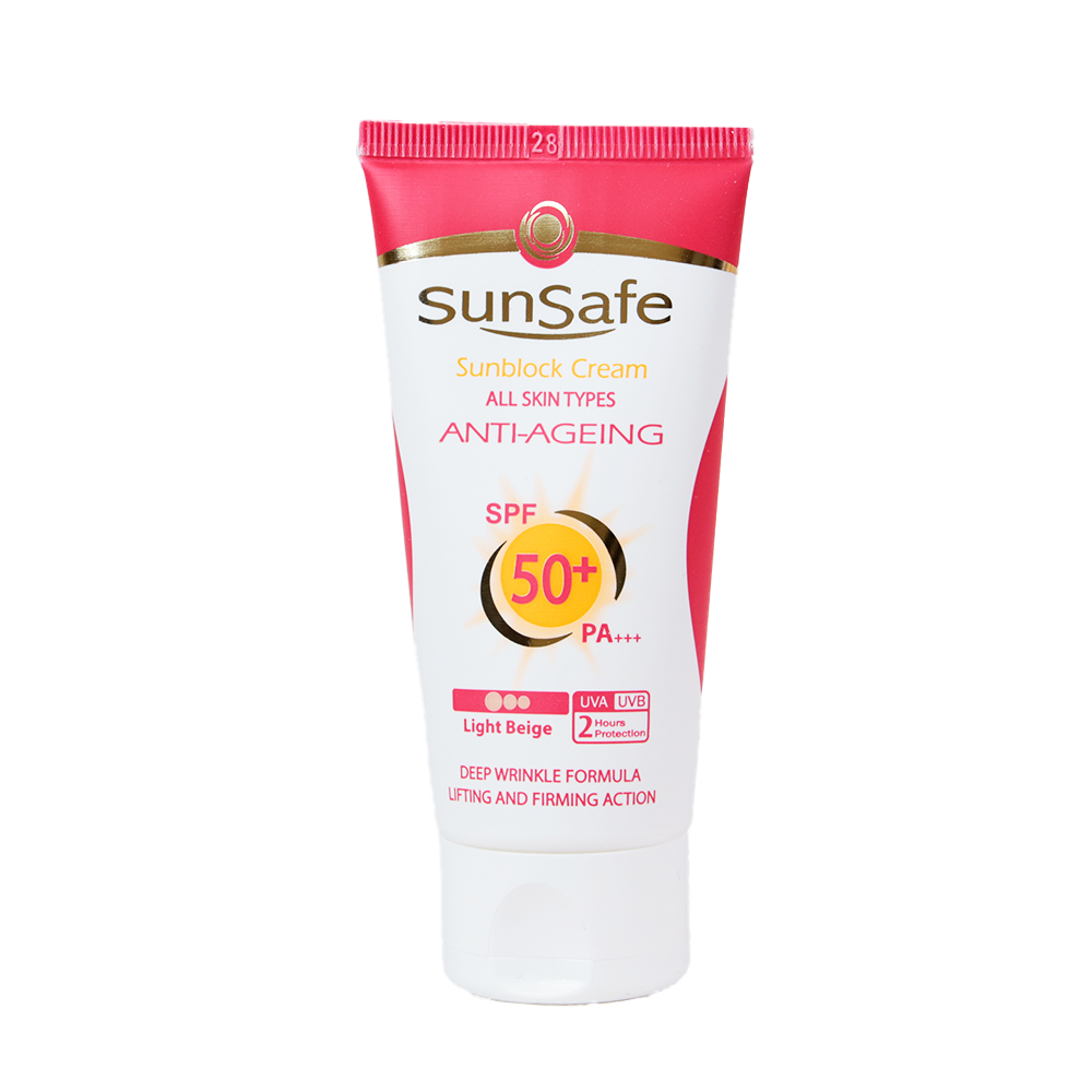 ضد افتاب ضد چروک بژ روشن - سان سیف کرم ضد آفتاب سان سیف ضد چروک رنگی SPF50 حجم 50 میلی لیتر
